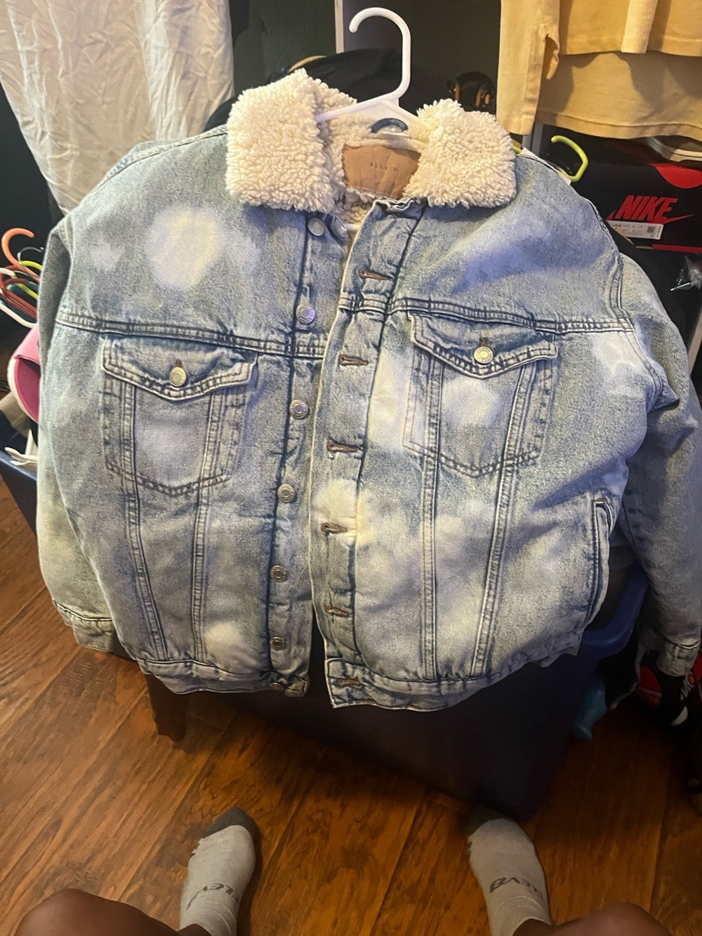 Used Unisex Blue Sherpa-Lined Denim Jacket